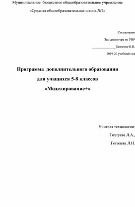 Программа внеурочной деятельности "Моделирование +"