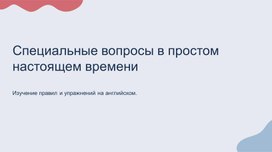 Образование специальных вопросов в простом настоящем времени