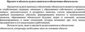 Обложка для материала Предмет и объекты аудита капитала и обеспечения обязательств.
