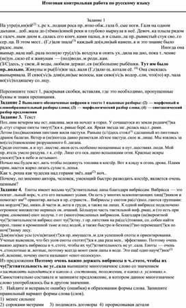 Обложка для материала Итоговая контрольная за курс 6 класса по русскому языку
