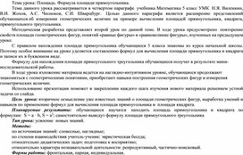 Методическая разработка «Площадь прямоугольника»