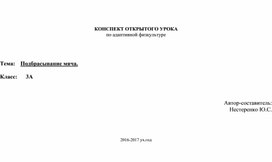 КОНСПЕКТ ОТКРЫТОГО УРОКА по адаптивной физкультуре