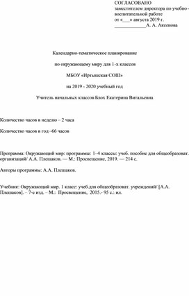 Календарно-тематическое планирование по окружающему миру