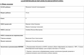 Обложка для материала Адаптированная общеобразовательная программа для детей с ОВЗ
