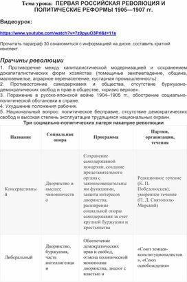 Обложка для материала ПЕРВАЯ РОССИЙСКАЯ РЕВОЛЮЦИЯ И ПОЛИТИЧЕСКИЕ РЕФОРМЫ 1905—1907 гг.