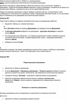 Обложка для материала Практическая работа № 3. Работа с диаграммами
