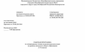 Рабочая программа по литературному чтению на родном русском языке