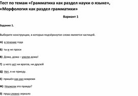 Обложка для материала Тест по темам по русскому языку