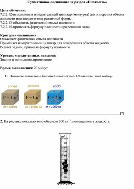 СОР 7 класс Плотность готовый