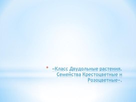 Семейство розоцветные и крестоцветные