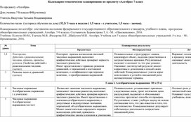 Календарно-тематическое планирование по алгебре 7 класс(Ю.М.Калягин) для домашнего обучения.