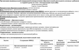 Организация индивидуальной непрерывной непосредственно образовательной деятельности логопеда с ребенком в старшей группе по теме: «Автоматизация звука [Ш]»