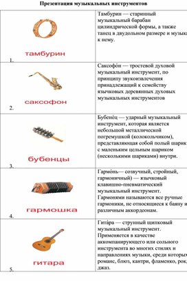 Презентация музыкальных инструментов для младших школьников