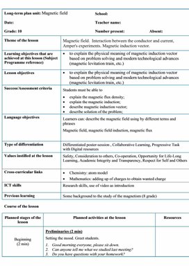 Обложка для материала Physics 10 Grade Magnetic field  Lesson plan