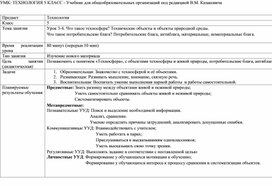 Карта урока технологии 5 класс по теме "Техносфера. Понятия блага и антиблага"