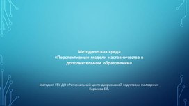 Обложка для материала Методическая среда "Перспективные модели наставничества в дополнительном образовании"