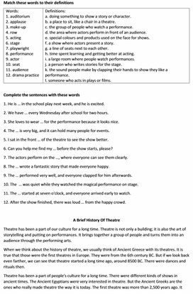 Обложка для материала Рабочий лист по теме "История театра"