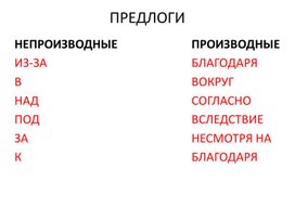 Презентация "Производные предлоги"