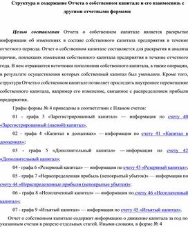 Структура и содержание Отчета о собственном капитале и его взаимосвязь с другими отчетными формами