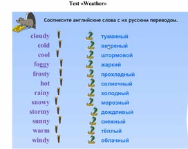 Лексический тест по теме "Погода"