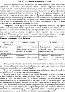 Обложка для материала Консультация для родителей - КАК ИГРАТЬ С ГИПЕРАКТИВНЫМИ ДЕТЬМИ