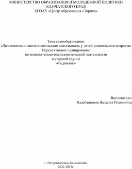 Познавательно-исследовательская деятельность у детей дошкольного возраста