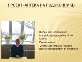 Обложка для материала Проект "Аптека на подоконнике"