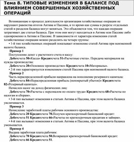 Обложка для материала ТИПОВЫЕ ИЗМЕНЕНИЯ В БАЛАНСЕ ПОД ВЛИЯНИЕМ СОВЕРШЕННЫХ ХОЗЯЙСТВЕННЫХ ОПЕРАЦИЙ