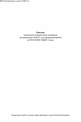 Проверочная работа по русскому языку для 5 класса