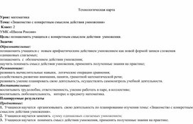 Конспект урока по математике во 2 классе "Знакомство с конкретным смыслом действия умножения"