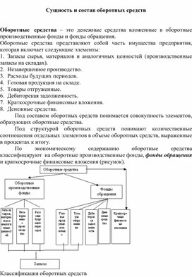 Обложка для материала Сущность и состав оборотных средств