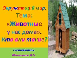 Обложка для материала Презентация по окружающему миру. Тема:"Животные у нас дома.  Кто они такие?"