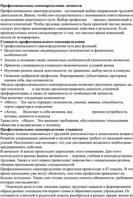Обложка для материала Профессиональное самоопределение личности