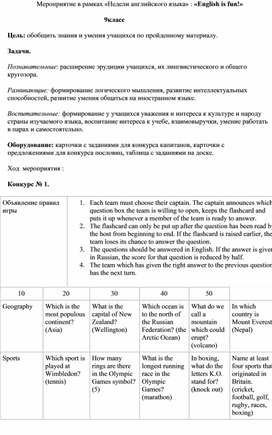 Обложка для материала Внеклассное мероприятие по английскому языку