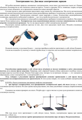 Электризация тел. Два вида электрических зарядов