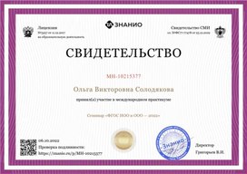 Свидетельство семинара "ФГОС НОО и ООО"