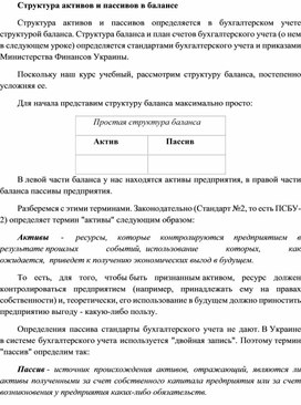 Обложка для материала Структура активов и пассивов в балансе