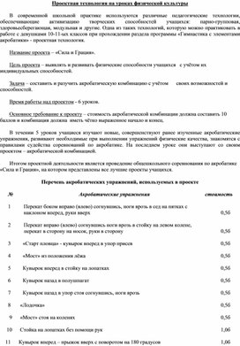 Проектная технология на уроках физической культуры в старших классах.