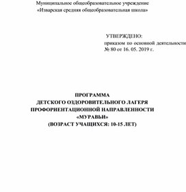 Обложка для материала Программа ДОЛ профориентационная