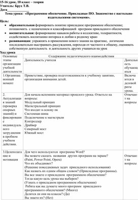 Программное обеспечение. Прикладные ПО. Знакомство с настольно-издательскими системами