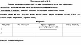 Обложка для материала Решение экспериментальных задач по теме "Важнейшие металлы и их соединения"