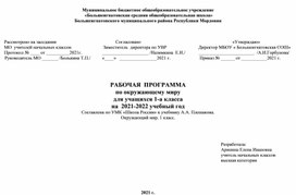 Рабочая программа по русскому языку. 1 класс