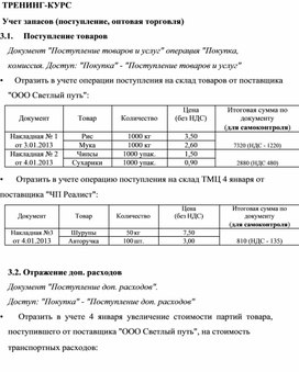 Обложка для материала ТРЕНИНГ-КУРС   Учет запасов (поступление, оптовая торговля)