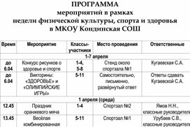 Программа Недели физической культуры