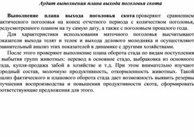Обложка для материала Аудит выполнения плана выхода поголовья скота