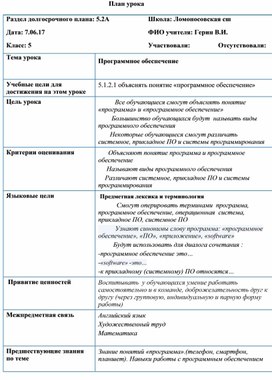 Программное обеспечение, 5 класс