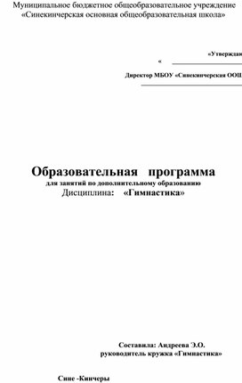 Обложка для материала Образовательная   программа Гимнастика