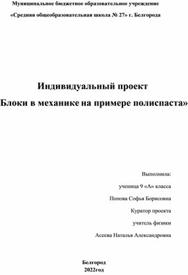 Обложка для материала Проект по теме "Полиспаст"