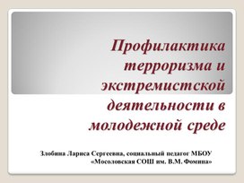 Презентация "Профилактика экстремизма и терроризма в молодежной среде"