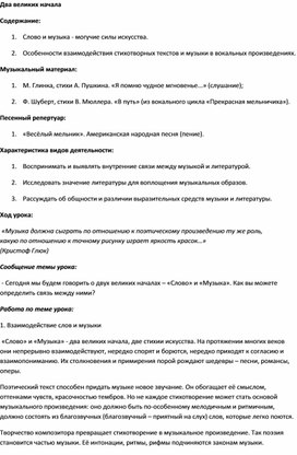 Обложка для материала Урок музыки: Слово и музыка